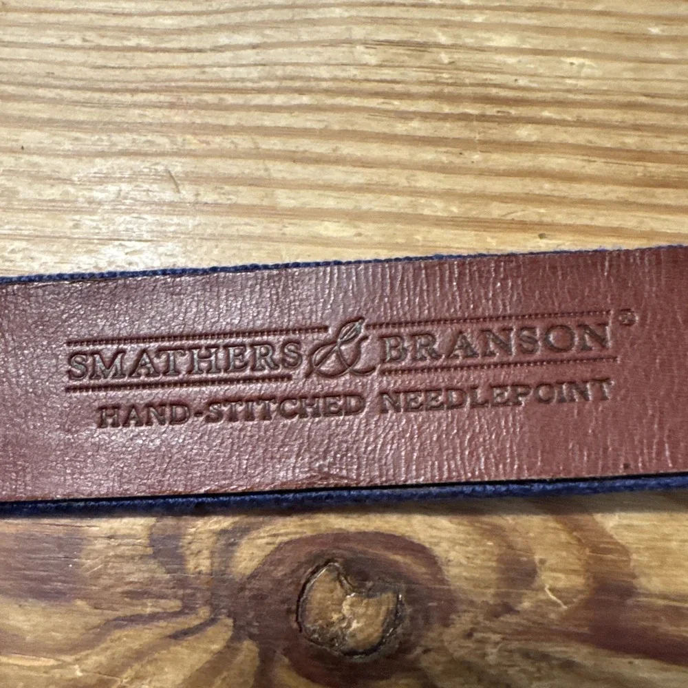 Smathers & Branson Needlepoint Belt 42 American Flag Leather USA  4th July‎ USA